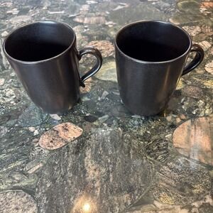 Japanese Made Set Of 2 Lindt Stymeist CraftWorks SAND Mugs Black Stoneware EC